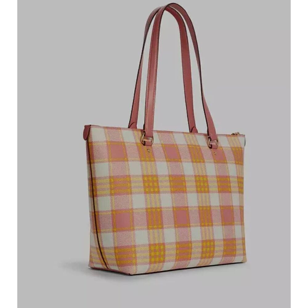 NWOT Coach Gallery Tote Bag With Garden Plaid Print (PF) - Picture 2 of 14